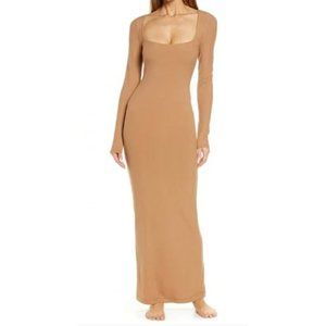 NWT- SKIMS- Soft Lounge Long Sleeve Dress Camel-Size 2XL-Retails-$88.00